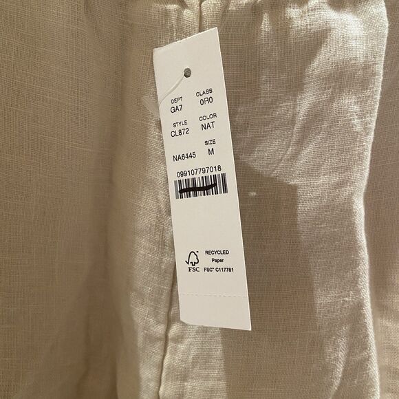 J. Crew Stratus Pant Linen Pull On Wide Leg Relaxed Natural Beige Size M Beachy - Picture 4 of 12
